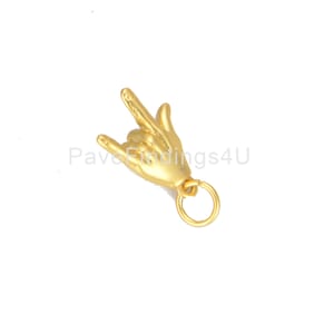 Ciondolo con segno della mano "Ti amo", oro 18 carati, segno della mano "Ti amo", ciondolo con segno della mano, ciondolo con mano, segno di Ti amo, 17 x 9 mm, CP702
