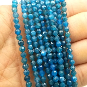 AA Natural Blue Apatite 3mm 3.5mm Faceted Gemstone Beads 15.5&quot; Strand PRP265