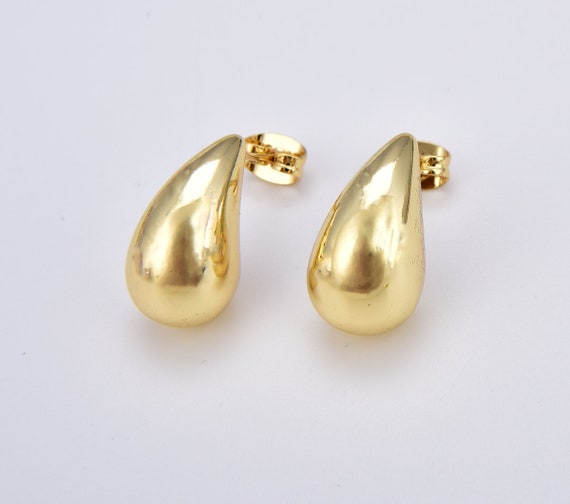 1 Pair Teardrop Minimalist Stud Earrings, Gold Filled Chunky