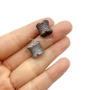 Antique Cylinder Beads, Cylinder CZ Micro Pave Bead, Barrel Beads, Large Hole Beads, Cubic Zirconia, 12x11mm, BD043