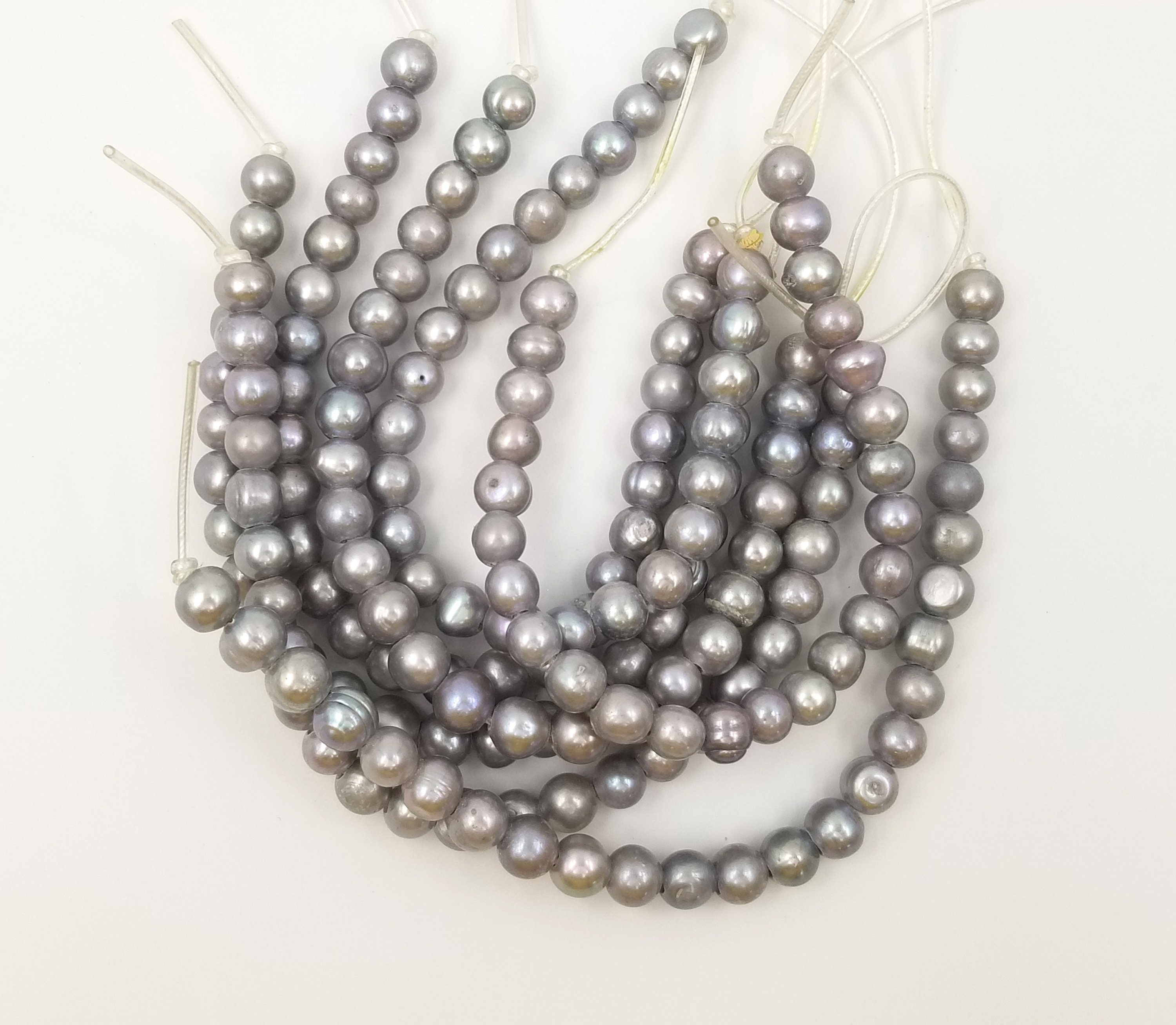 Large Hole Pearl Grey 2.5mm Drill Hole Pearl Necklace Etsy