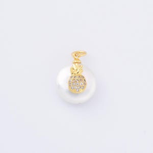 Freshwater Pearl Pineapple, Gold Filled Charm CZ Pave Pendant, Pineapple Charm, Pineapple Pendant, Pineapple Necklace, Charm, 12mm, CP874