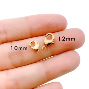 18K Gold Lobster Claw Clasp, Lobster Clasp, Bracelet Clasp, Necklace Clasp, Gold Clasp, 10mm, 12mm, CL429
