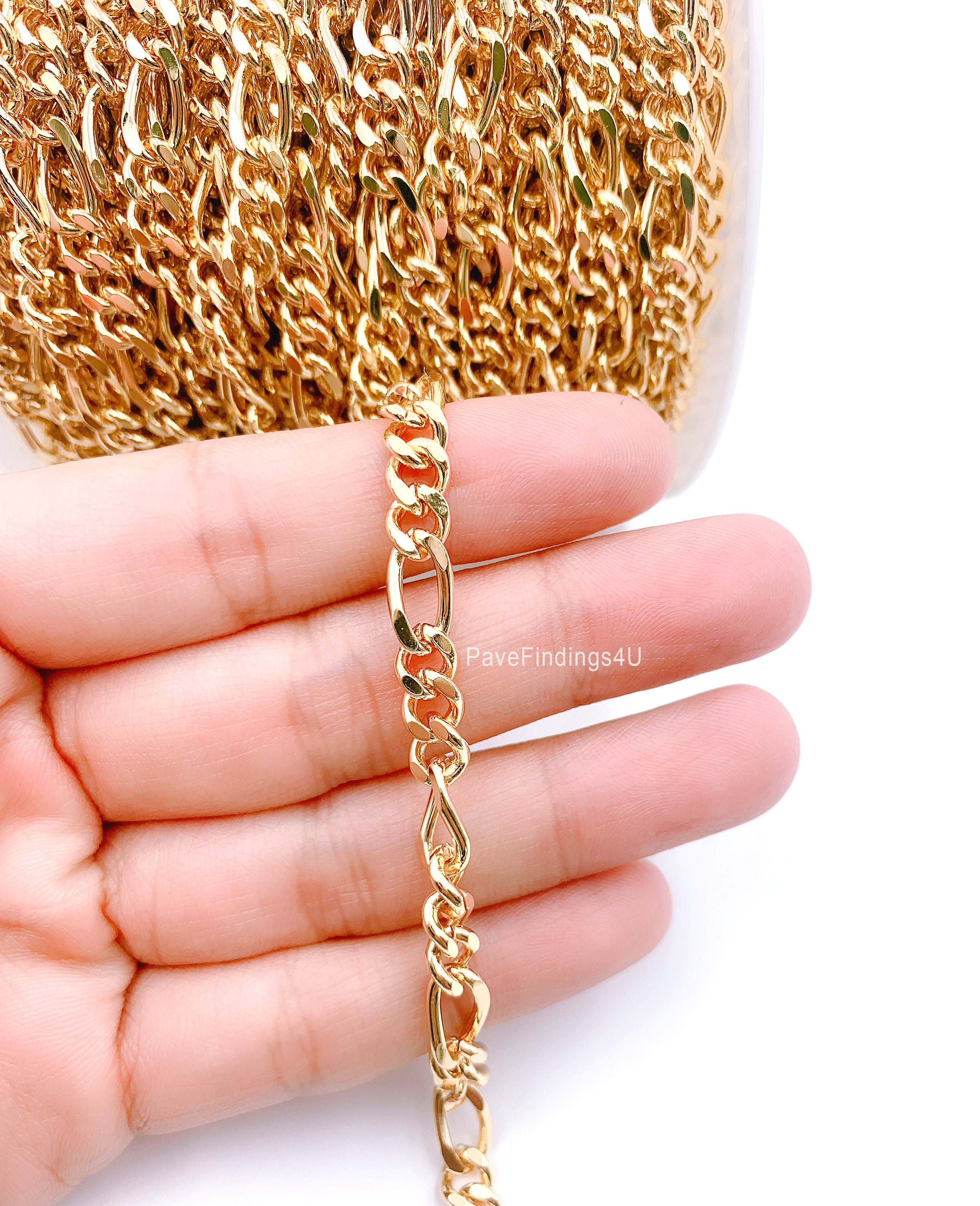 6mm Figaro Chain Gold 22k Shiny Gold 