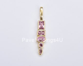 Gold Filled Drop Charm, Geometric Shape CZ Charm Drop Pendant for Necklace Bracelet Earring Supply Jewelry Making, CP1880
