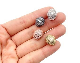 Diamond Shape Beads, CZ Micro Pave Bead, Gold Beads, Spacer Beads, Bracelet Beads, Cubic Zirconia, Beads, 13x11mm, BD728