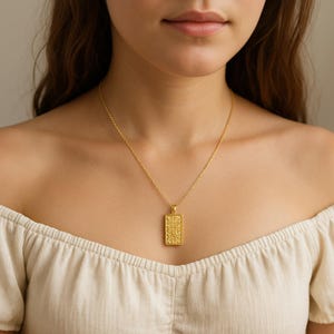 Gold Filled Birth Flower Charm Pendant, Floral Rectangle Necklace Charms, Textured Botanical Jewelry  DIY Necklace Bracelet Making, CP1592