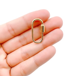 18K Gold Filled Oval Carabiner Clasp, Silver Gunmetal U Shaped Carabiner Lock, Carabiner Clasp, Screw in Clasp, WHOLESALE 25x13mm, CL370