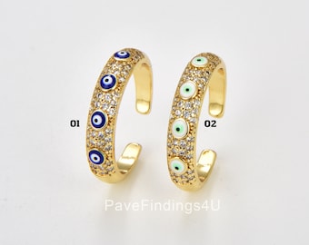 Evil Eye Ring, Gold Filled CZ Micro Pave Ring, Protection Ring, Open Adjustable Ring, Stackable Ring, Rings for Women, Gift for Her, RG176