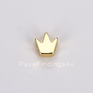 18K Gold Dainty Crown Spacer Beads, Crown Beads, Crown Bracelet Connector for Bracelet Jewelry Making Supply Findings, 5mm, BD089
