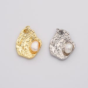 Ciondolo di perle di conchiglia di ostrica, ciondolo di perle d'acqua dolce riempito d'oro, ciondolo di conchiglia di oceano, bigiotteria fai da te, CP2196