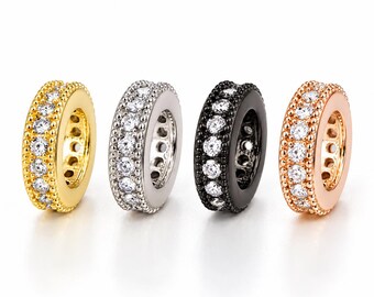 Gold Filled CZ Round Spacer Bead, Rhinestone Rondelle Bead, Round Jewelry Spacer for Bracelet Necklace Making, Spacer Bead, SP063