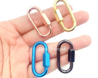 18K Gold Filled Large Oval Screw Clasp, New Oval Shape Clasp, Carabiner Clasp, Gold/Blue/Rose Gold/Gunmetal Screw Clasp, 37x16mm, CL402