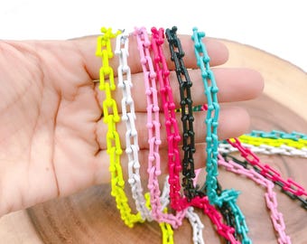 Enamel Pop Chain, Colorful Metal Link Chain, Retro U Shape Chain for Necklace Bracelet Jewelry Making Supplies, CH224