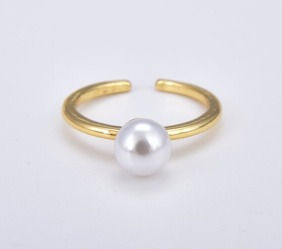 Bague En Perles De Blé Pour Femme - Perles Gris-blanc, Réglable, Style Bohème Minimaliste