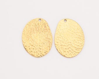 Ciondolo a goccia martellato riempito d'oro, pendente a goccia testurizzato in acciaio inossidabile per creazione di gioielli fai da te con collane e bracciali, regalo per lei, SCP005