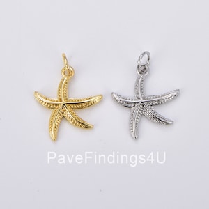 Ciondolo a forma di stella marina in oro, piccolo ciondolo a forma di stella marina, collana, orecchini, bracciale, gioielli riempiti d'oro, sotto il mare, CP1900