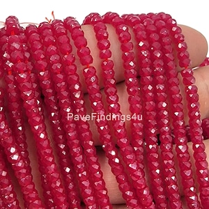 4x3mm Natural Red Corundum Faceted Spacer Beads, Red Ruby Faceted Round Micro Beads 15.5 inches one strands PRP647