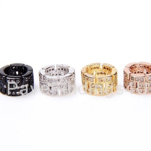18K Gold CZ Micro Pave Cylinder Spacer Beads, Big Hole Spacer Beads, Gold Spacer Beads, Necklace CZ Beads, Spacer Beads, 9x5mm, SP040