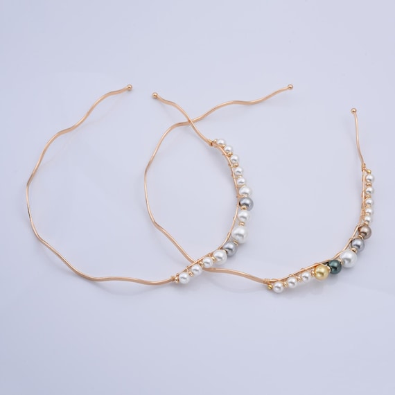Elegant Gold and White Pearl Headband Chic Pearl Studded Headband Hair Accessory | Lady Black Tie main image 3