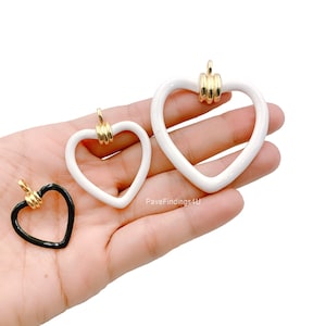 Dainty Enamel Heart Charm, Gold Filled Over Brass Heart Pendant for Necklace Bracelet Charm for Jewelry Making Supply, 25/35/50mm, CP1147