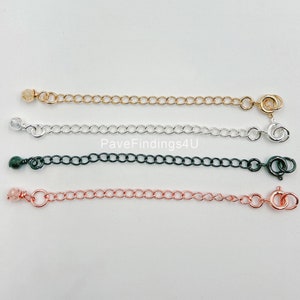 18K Gold Chain Extender for Necklace Bracelet Supply Component Findings Extenders w/ Ball Beads + Spring Clasp, 75mm, DIY008
