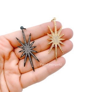 North Star Charm Celestial Jewelry Ciondolo in oro SunBurst Collana, North Starburst Ciondolo Creazione di gioielli 53 x 21 mm, CP278