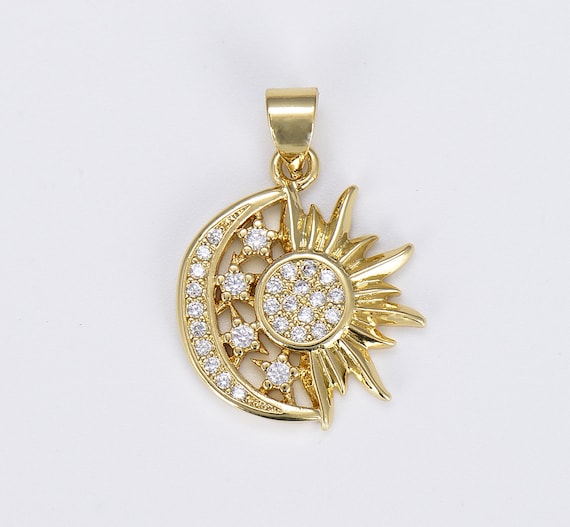 Orecchini Pendenti Argento 925 Oro Rosa Catenelle Stella E Luna Zirconi Neri | SabrinaBi Silver - Foto 3