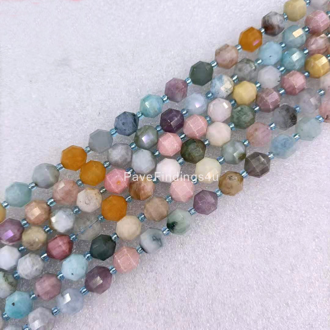 Faceted Rondelle Loose Gemstone Mixed Quartz Stone Beads Full Strand 15.5 GRN284 Mix Color Rutilated Quartz Grade AA Natural Gemstone