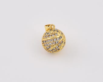 Gold Filled CZ Baseball Charm, Large Rhinestone Baseball Pendant, Crystal Sports Charm for Necklace Bracelet, Baseball Lover Gift, CP2542