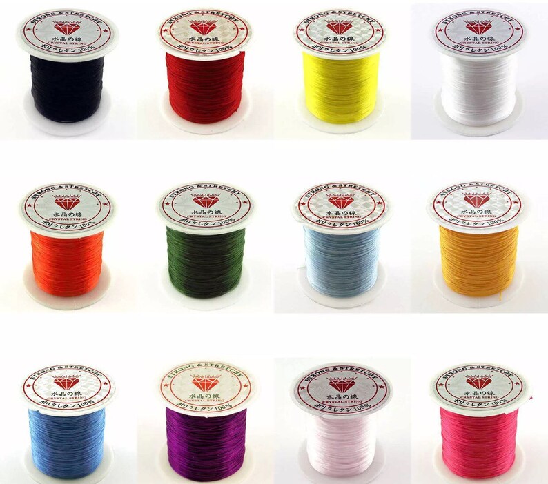 Beading Cord- 66 yard0.8mm Strong Elastic Stretchy Jewelry Bracelet Making Beading Thread Cord String Elastic Cord 1 Full Spool6 spool
