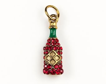 Stainless Steel Red Crystal Perfume Bottle Charm, Rhinestone Pendant, Decorative Jewelry Finding for DIY Necklace Bracelet Making, SCP251