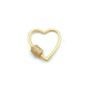 Heart CZ Pave Screw Clasp, Oval CZ Pave Screw Clasp, Carabiner Clasp, Bracelet Clasp, Screw Clasp, Cubic Zirconia, 23x23mm, CL392-E303 image 3