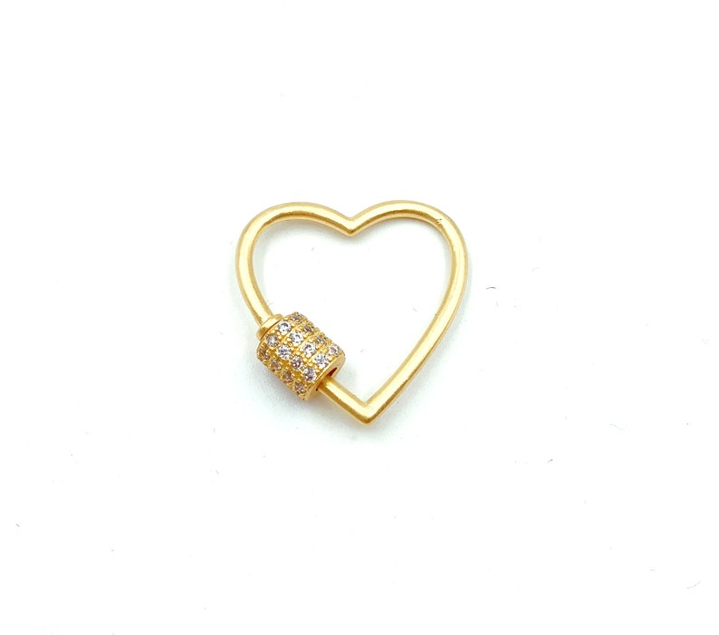 Heart CZ Pave Screw Clasp, Oval CZ Pave Screw Clasp, Carabiner Clasp, Bracelet Clasp, Screw Clasp, Cubic Zirconia, 23x23mm, CL392-E303 image 3