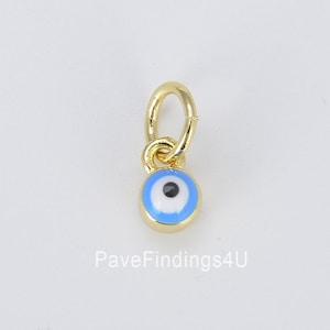 Emaille Evil Eye Charm in 18K Gold, kleine Evil Eye Charm für Armband Halskette Ohrringe Schmuck machen Versorgung, 4 mm, Cp529a
