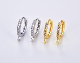 1 pair Dainty Gold Filled Huggie w/ Open Link Lever Back Hoop Earring Making, Nickel & Lead Free for Earring Charm Making Findings, ER272