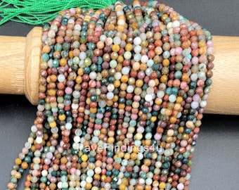 Natural Multi color Ocean Jasper Faceted Rondelle Grade AAA Gemstone  Beads, High Quality Beads Full Strand 15.5" 4mm, PRP691