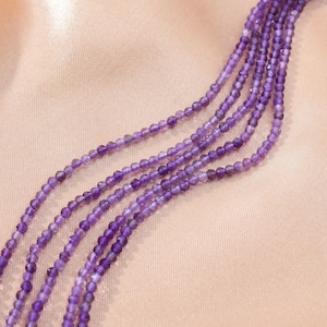 AAA Faceted Natural Amethyst 2.5mm Round Beads Micro Faceted Genuine Purple Amethyst Gemstone 15.5&quot; Strand PRP1003