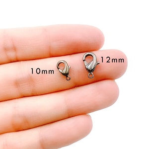 30PCS Small/Medium Lobster Claw Clasp, Gunmetal Black Rhodium Lobster Clasp Rhodium Over Brass,  Lobster Clasps, 10mm, 12mm, CL428-E730