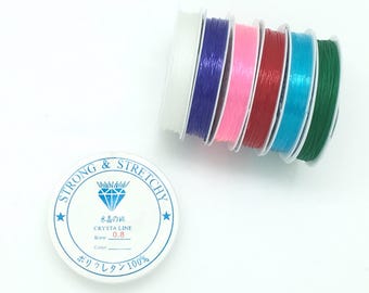 Stretchy Cord, 1 Spool- 0.8mm Clear/Red/Purple/Pink/Green/Blue Crystal Stretch Elastic Thread Beading String Cord, 1/2/10 rolls