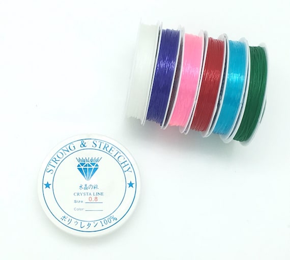 Stretchy Cord, 1 Spool- 0.8mm Clear/Red/Purple/Pink/Green/Blue Crystal Stretch Elastic Thread Beading String Cord, 1/2/10 rolls
