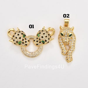 Gold Filled Panther Charm, Leopard Charm Connector, Wild Animal Inspired Panther Pendant for Necklace Bracelet Component, CP_Batch53
