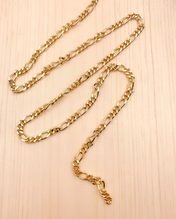 6mm Figaro Chain Gold 22k Shiny Gold 