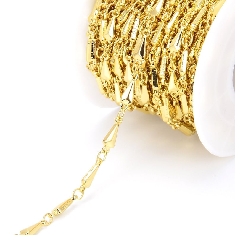 11x3mm Spike Chain 18K Gold Filled 1310 Feet Gold Triangle Beaded Chain CH080 Bulk Chain Arrowhead Beaded Chain Beaded Chain
