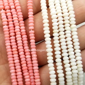 Pink and White Coral Faceted Rondelle Bead, Coral Beads, Pink Coral Beads, White Coral Beads, 3x4mm, 2x3mm, GRN153-E622