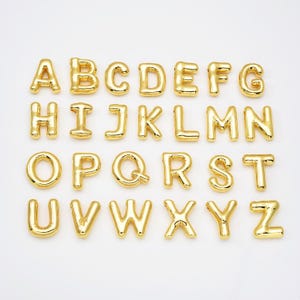 Collana con ciondolo a forma di lettera iniziale con palloncino personalizzato riempito d'oro, stile carattere bolla, collana di gioielli alla moda, CP2069