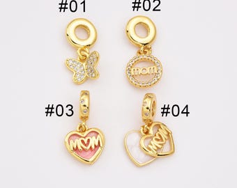 Gold Filled Mom Charm Pendant CZ Micro Pave, Mother's Day Gift, Mom Pendant for Bracelet Necklace Component, Add on Charm, CP_Batch97