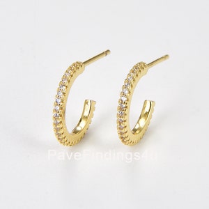 1 pair Chunky Gold Hoop, Gold Pave CZ Earrings, Gold Filled Earring, Chunky Earrings, Chunky Hoop, Earring for Women, 19x9mm, ER201