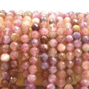 Natural Pink Tourmaline Faceted Rondelle Beads 4mm 15.5&quot; Strand, PRP118