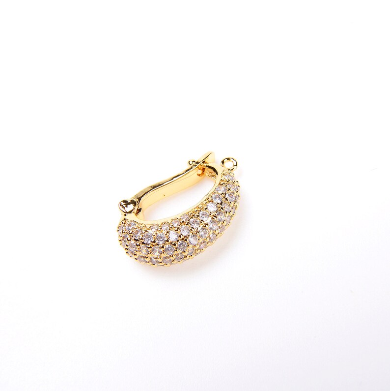 14K Gold CZ Micro Pave Pendant Enhancer Bail With Latchback Etsy